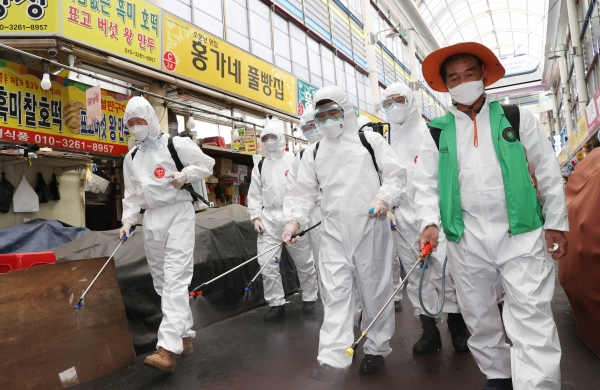중앙시장, 코로나 19 연쇄 감염 극복 방역 현장 모습