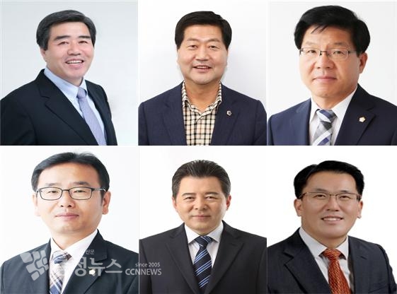 (왼쪽 위부터 시계방향) 김동일 보령시장, 이영우 도의원, 김한태 도의원, 최진복 변호사, 김기호 전 후보, 한동일 보령시의원
