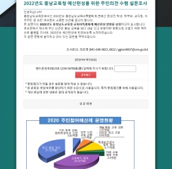 2022년 예산편성을 위한 온라인 설문조사 첫 화면