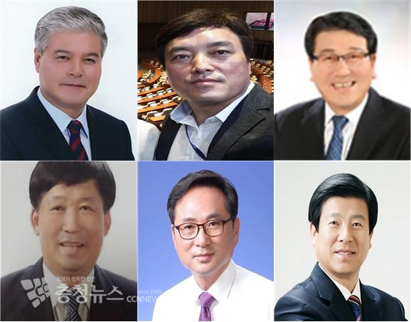 왼쪽위부터 시계방향 문정우 군수, 문해철 전 충남도 정무비서관, 김종학 금산군의원, 박범인 전 충남도 농정국장, 이상헌 전 금산군의회 의장, 이금용 전 금산읍장