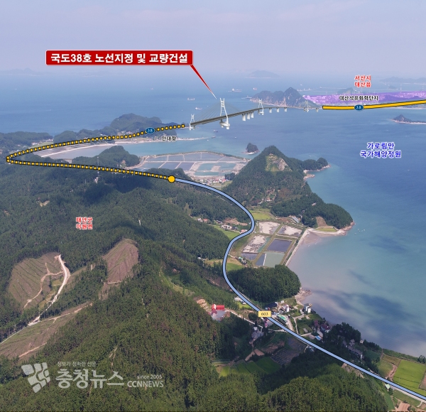 국도38호선 연장 및 교량 건설 조감도