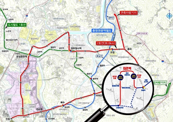 도시철도 트램, 대전역 경유 조감도.