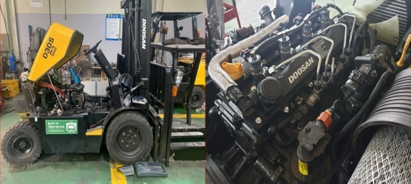 노후 지게차 저공해 엔진교체 사진