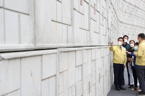 소제동 옹벽 집중호우 피해복구 지역 동행정담 실시 모습