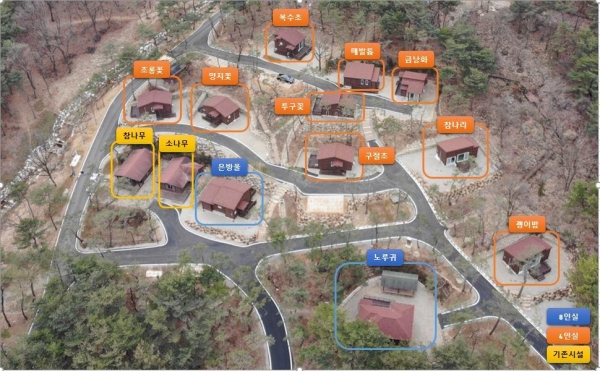 태학산자연휴양림 숲속의 집 배치도