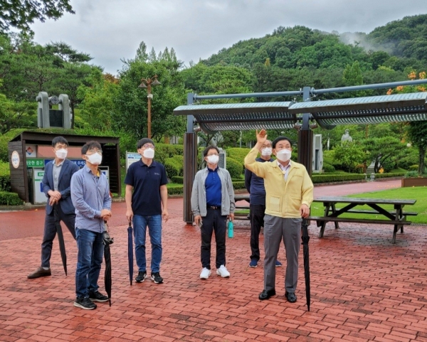 박용갑 중구청장, 집중호우대비 취약지역 안전 점검 모습