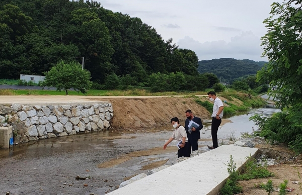 김영옥 천안시 동남구청장이 지난 6일 취임 후 장마철을 대비해 주요현장 점검 모습