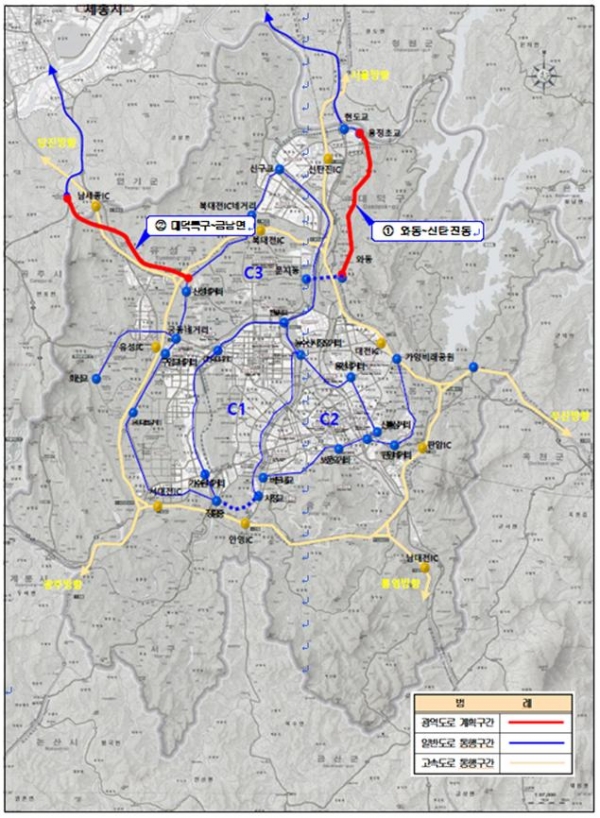 제4차 대도시권 광역교통시행계획에 반영된 도로 노선도.