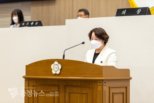 5분 발언하는 최연숙 당진시의회 의원