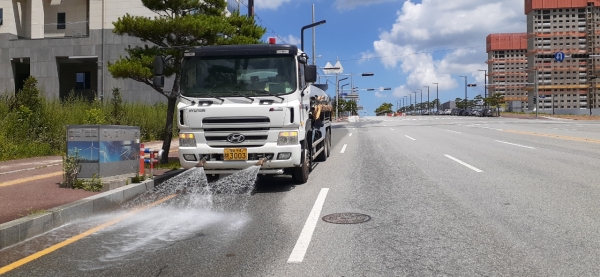 살수차 운영 모습