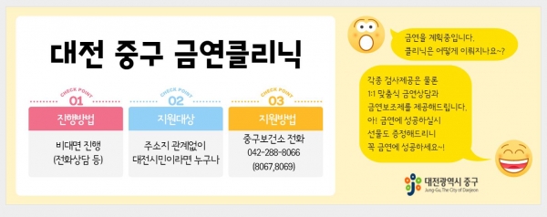대전중구 금연클리닉 운영 안내문
