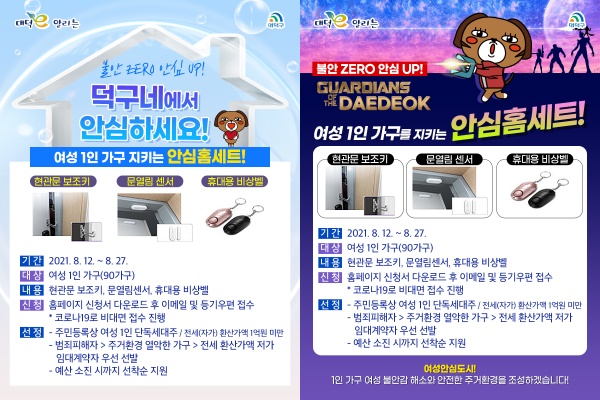 여성 1인 가구 안심홈세트 지원 사업 추진