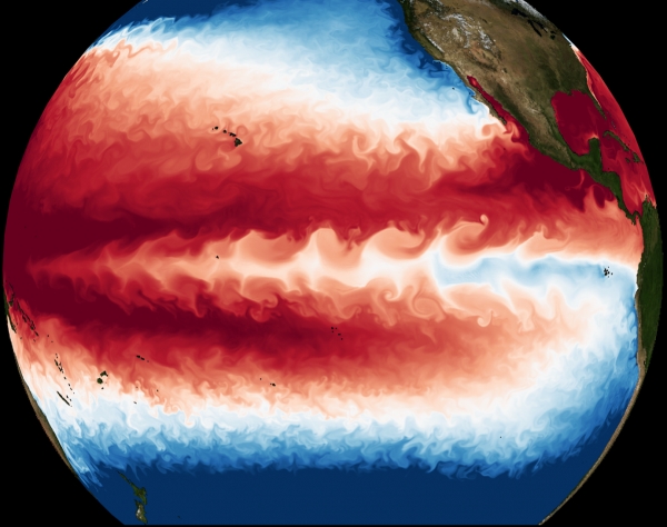 전례 없는 공간 해상도의 대기-해양 결합 모델에서 시뮬레이션 된 해수면 온도