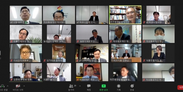 농수산식품 수출확대를 위한 온라인 간담회 사진