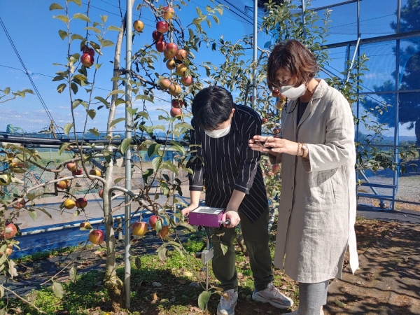 지난 6일 팔봉면에 위치한 농가를 방문해 토양현장진단하는 모습