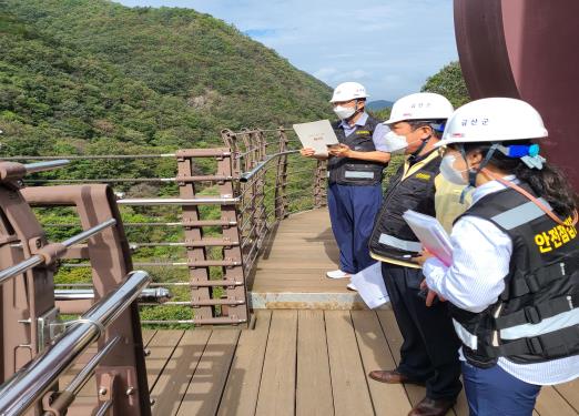 국가안전대진단 산림문화타운 출렁다리 안전점검 모습