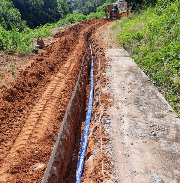 올해 남면에서 진행된 상수도 급수 공사 모습.