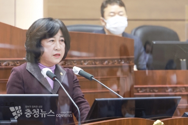 5분 발언하는 안미희 천안시의회 의원