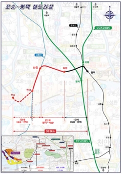 포승~평택 철도건설 노선도