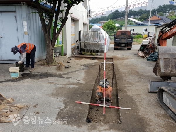 천안시가 추진 중인 지방상수도 전환사업 공사 현장