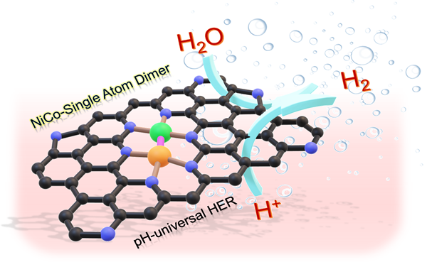 질소가 도핑된 탄소에서 안정화 된 NiCo-SAD를 이용한 수소 발생 공정도 개략도