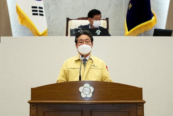 김홍장 당진시장 시정연설 모습