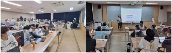 (좌)미애 작가, (우) 전지혜 작가 강의모습
