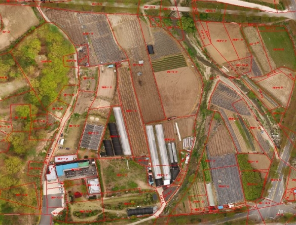 2021년 지적재조사 사업지구인 신상1지구의 고해상도 정사영상 자료 구축 완료