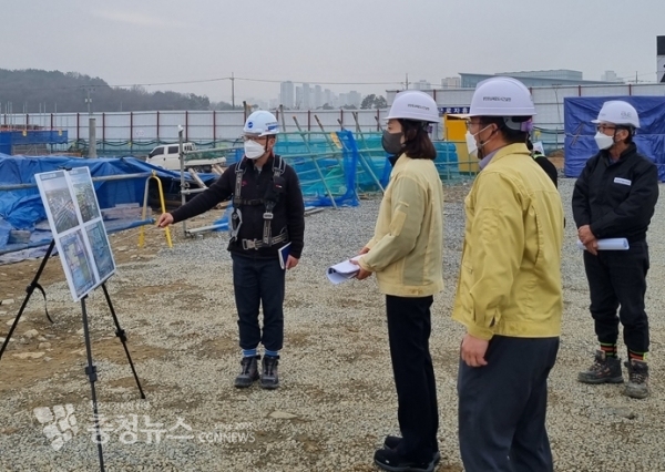 이정희 행복청 공공건축추진단장, 어린이박물관 건립 현장 코로나19 대응 방역상황점검