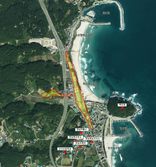동해선 미건설선 양양 인구정차장 부지 민간개발 공모 (위치도)
