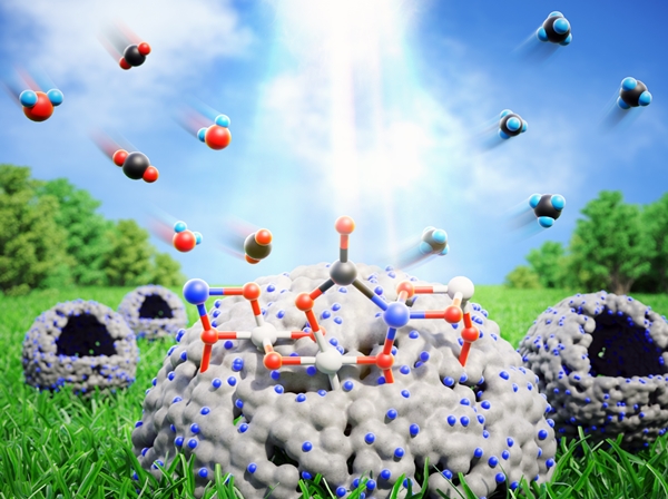 태양빛과 물만으로 이산화탄소를 탄화수소로 전환시키는 이산화티타늄 촉매 메커니즘