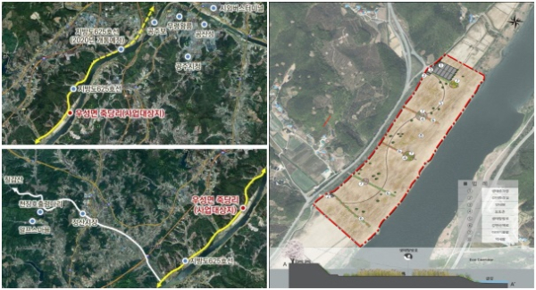 (좌)죽당리 위치도, (우)죽당리 조감도