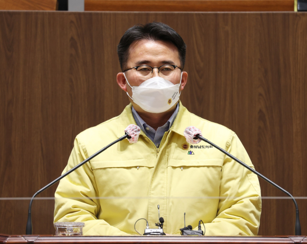 충남도의회 안장헌 의원이 5분발언을 하고 있다/충남도의회