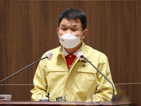 충남도의회 정광섭 의원이 5분발언을 하고 있다/충남도의회