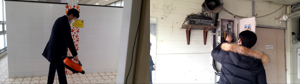 공공체육시설 방역소독 및 안전 점검 장면