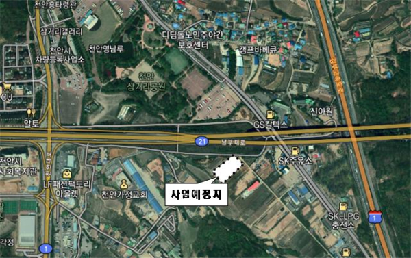 천안시 가칭 택시종합복지쉼터 사업 예정지 위치도