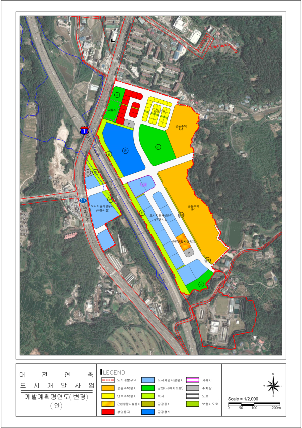 대전연축 개발계획평면도 및 위성사진 도면
