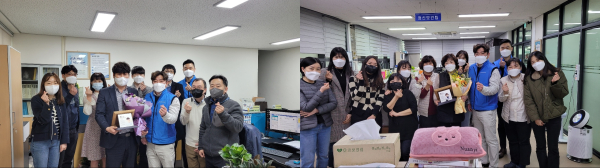 2021 귀감공무원 수상 기념사진. 윤수진 과장(왼쪽), 이숙자 팀장