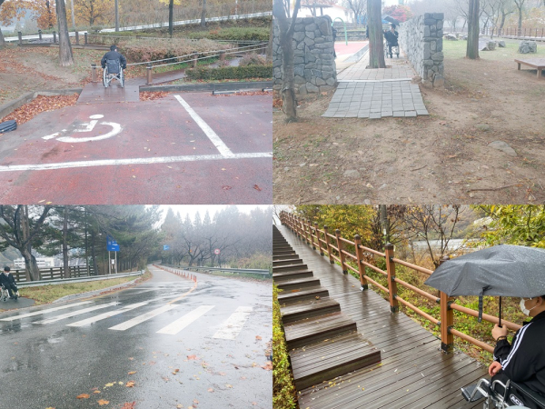 대전시지체장애인협회가 교통약자 이동권을 보장하지 않은 사례로 꼽은 대전 금강로하스 대청공원 주변 모습. (지난해 11월 촬영)