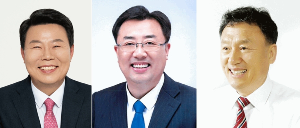 왼쪽부터 국민의힘 오성환, 민주당 김기재, 무소속 한광희 당진시장 예비후보