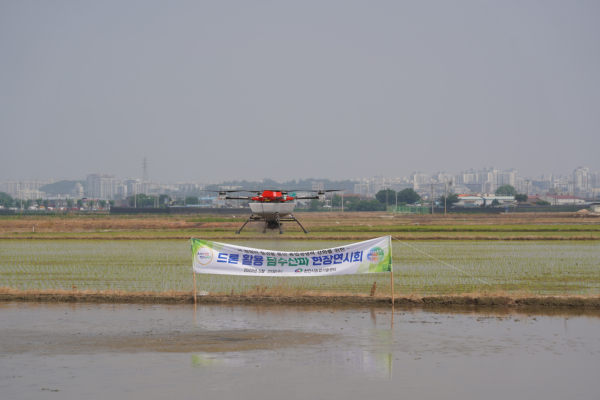 드론활용 벼 직파 기술 현장 연시회