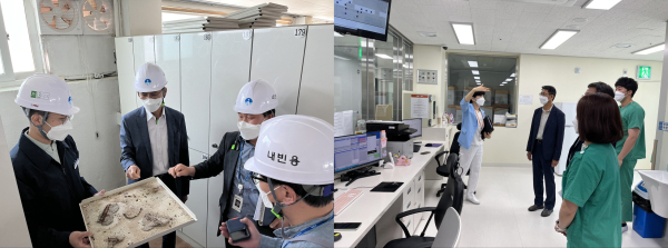 (왼쪽부터) 이태규 권한대행 방축수영장, 아산충무병원 방문