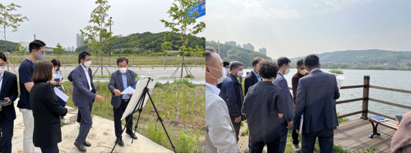 (왼쪽부터) 이태규 권한대행 장재 국민체육센터 조성지, 월랑저수지 수변 공원화 사업 대상지 현장 방문