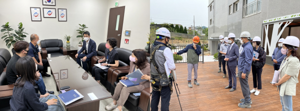 (왼쪽부터) 이태규 권한대행 근로자종합복지관, 아산 꿈비채 방문