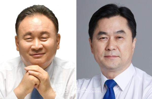 왼쪽부터 더불어민주당 이상민 국회의원(대전 유성을)과 김종민 국회의원(충남 논산계룡금산)