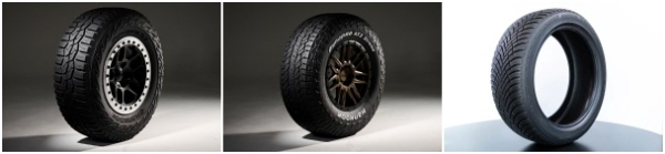 (왼쪽부터) 한국타이어 SUV용 타이어 다이나프로 XT, 다이나프로 AT2 Xtreme, 한국타이어 겨울용 타이어 윈터 아이셉트 RS3