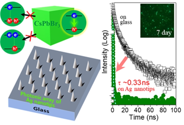 페로브스카이트 나노입자 발광 안정성 향상 모식도