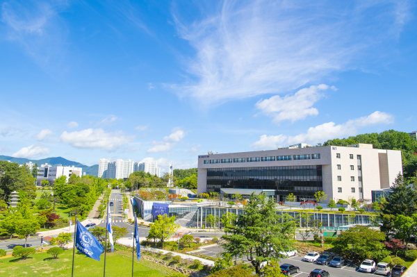 여름 전경(대학본부 교기)