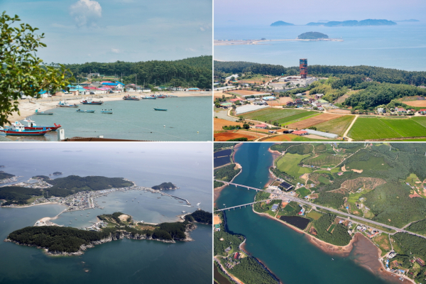 사진 왼쪽 상단부터 시계방향으로 고남면 가경주항(고남리), 남면 원청리, 안면읍 선바위(창기2리), 근흥면 신진도항(신진도리).