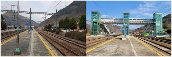 상동역 보도육교 시공 전·후 사진